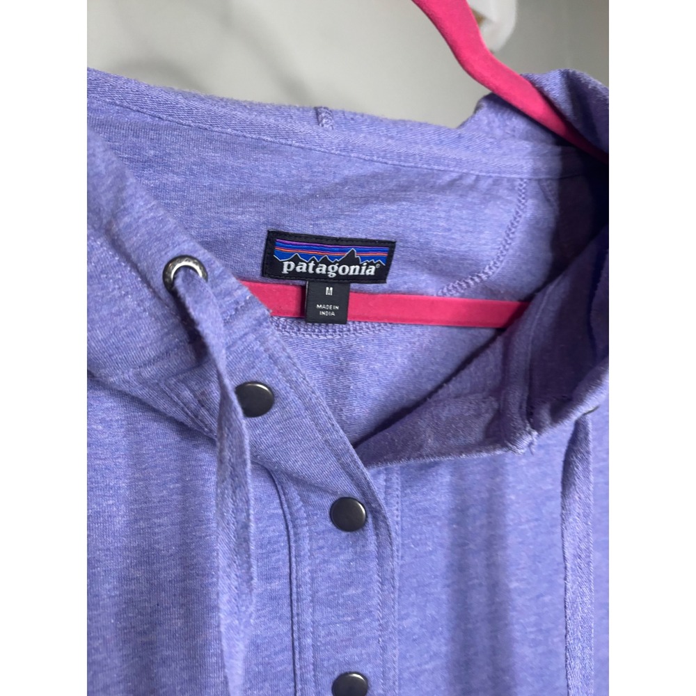 Patagonia Ahnya Snap Neck Hoodie Purple Organic Cotton Cozy Medium - Picture 2 of 5